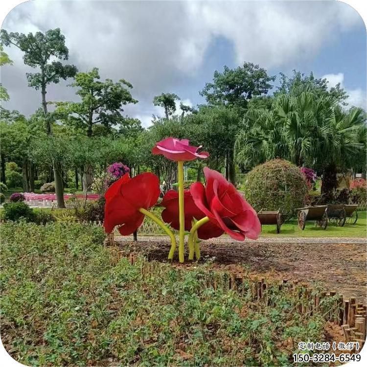 房地產(chǎn)玫瑰雕塑 現(xiàn)代景觀擺件 幾何雕塑