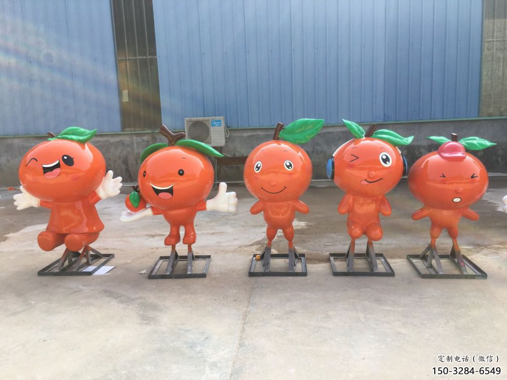 抽象橙子雕塑 店門口彩繪雕塑 步行街?jǐn)[件