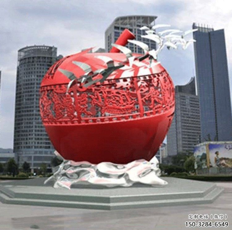 售樓處蘋果雕塑 商業街仿真雕塑 水果擺件