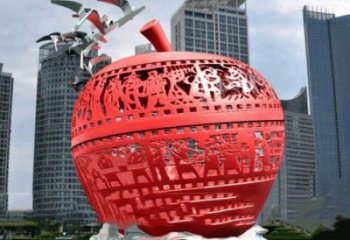 彩繪蘋(píng)果雕塑 仿真雕塑 步行街?jǐn)[件