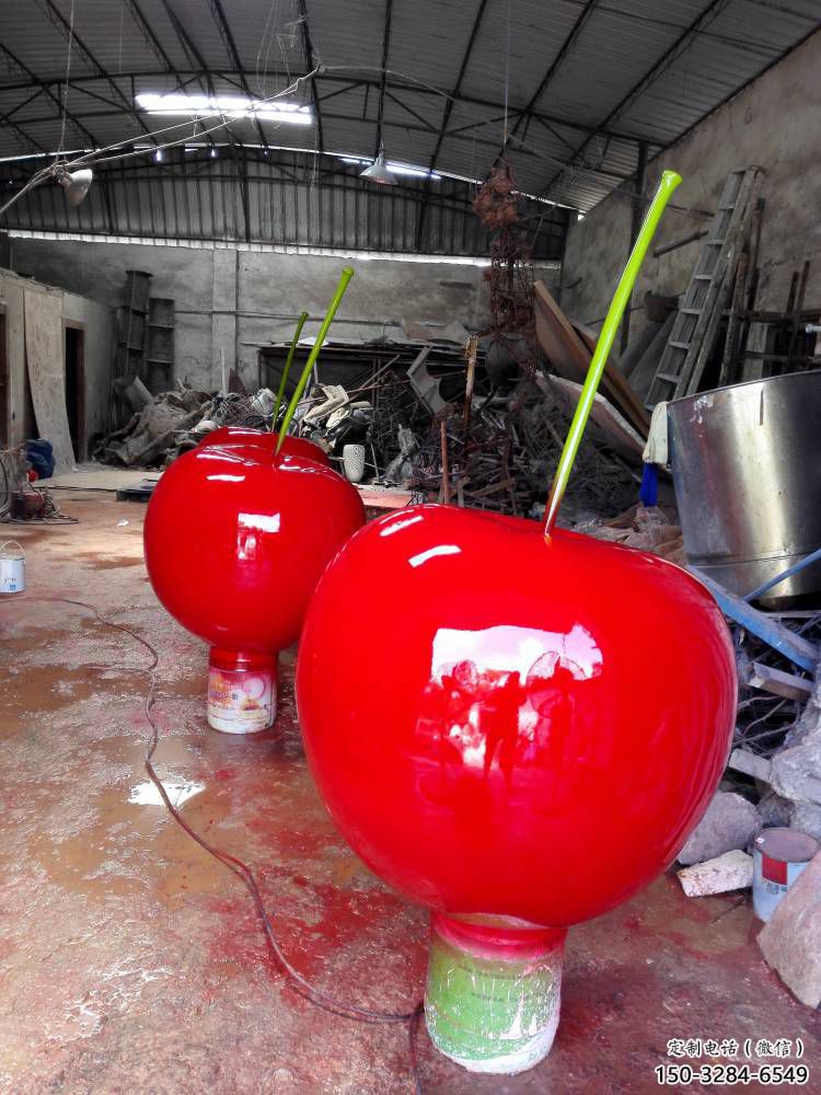 鍛造櫻桃雕塑 懸空餐飲店水果雕塑 戶外雕塑