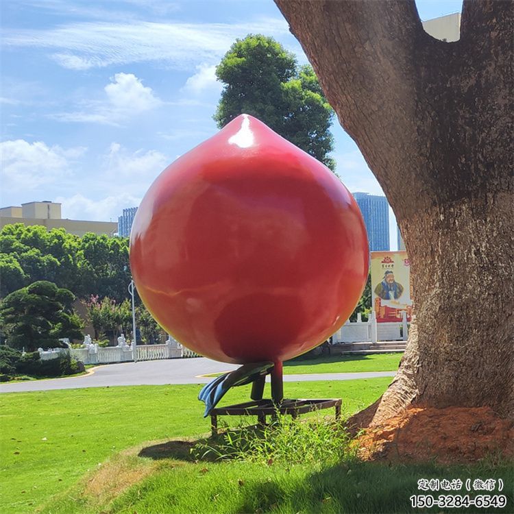 大型水蜜桃雕塑 歐式步行街水果雕塑 彩繪果蔬雕塑