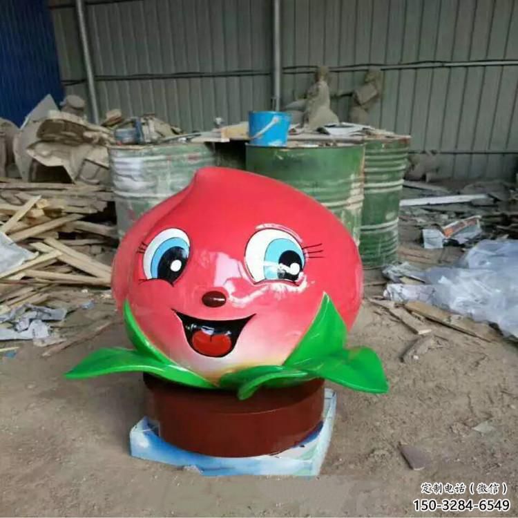 街道水蜜桃雕塑 現(xiàn)代景觀水果雕塑 彩繪果蔬雕塑