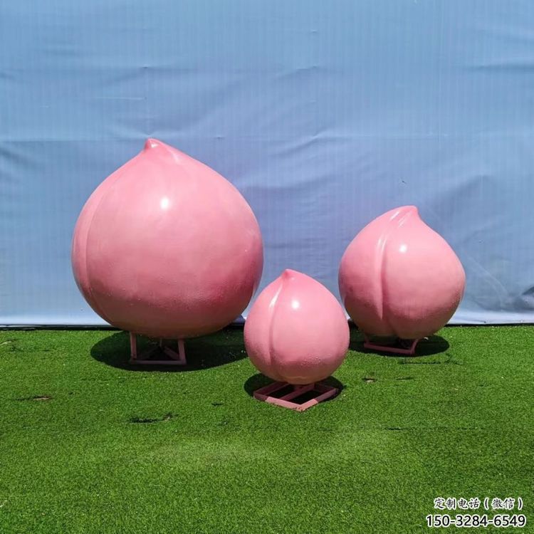 園林水蜜桃雕塑 大型果蔬雕塑 中式水果雕塑
