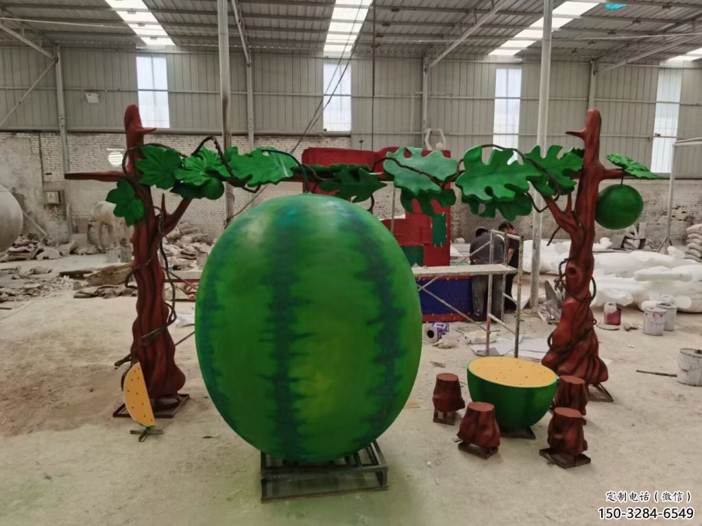 廣場西瓜雕塑 公園仿真雕塑 抽象擺件