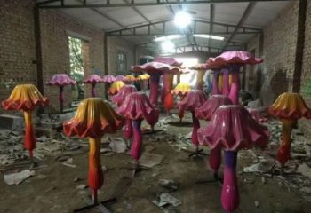 幾何蘑菇雕塑 庭院仿真雕塑 彩繪擺件