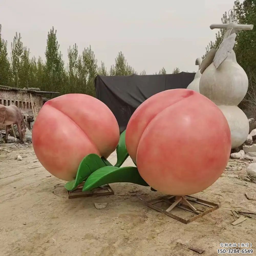房地產桃子雕塑 現代景觀水果雕塑 幾何果蔬雕塑