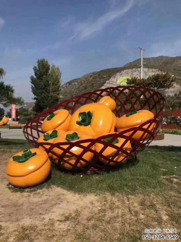 大型柿子雕塑 商業街廣場雕塑 彩繪擺件