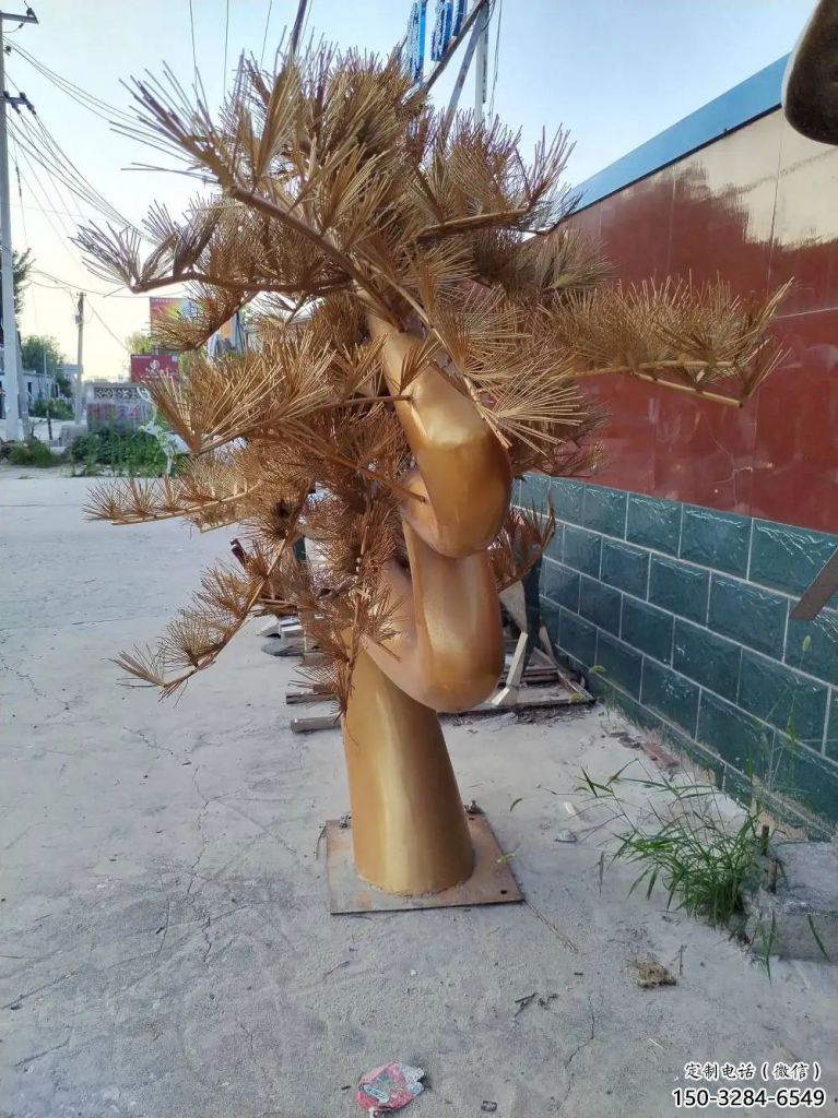 別墅區(qū)松樹雕塑 大型別墅區(qū)植物雕塑 剪影大樹雕塑