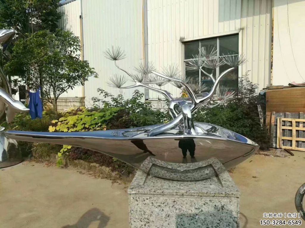 酒店松樹雕塑 景觀美陳大樹雕塑 現代植物雕塑