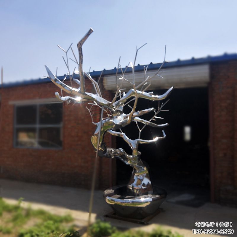 住宅小區(qū)松樹雕塑 啞光大樹雕塑 公園植物雕塑