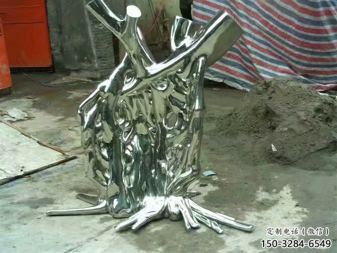 現代樹樁雕塑 大型別墅區大樹雕塑鏡面館植物雕塑