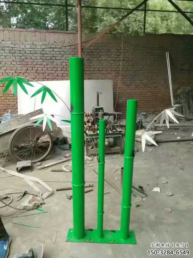 噴漆竹子雕塑 中式村口竹類雕塑 草地植物雕塑