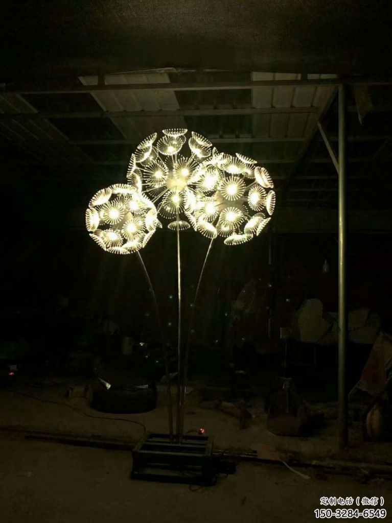 蒲公英雕塑 電鍍現(xiàn)代花卉雕塑 公園植物雕塑