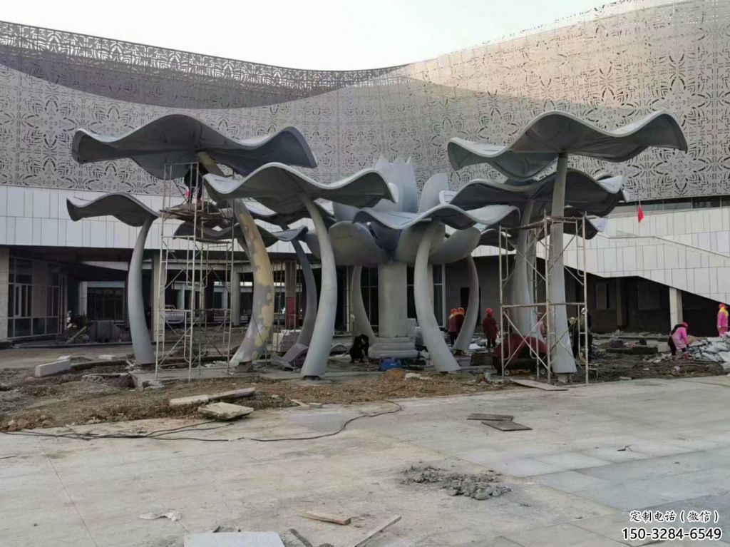 荷葉雕塑 電鍍現(xiàn)代植物雕塑 公園花卉雕塑