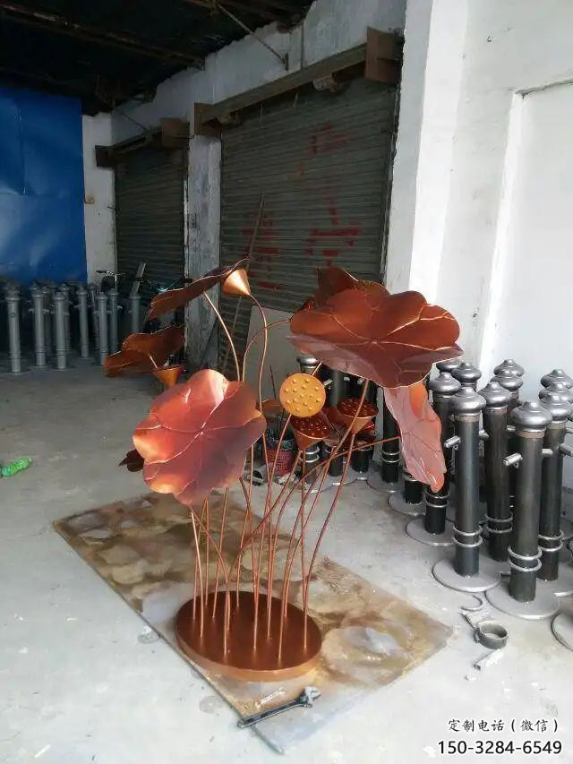 荷葉雕塑 仿真景觀花卉雕塑 烤漆植物雕塑