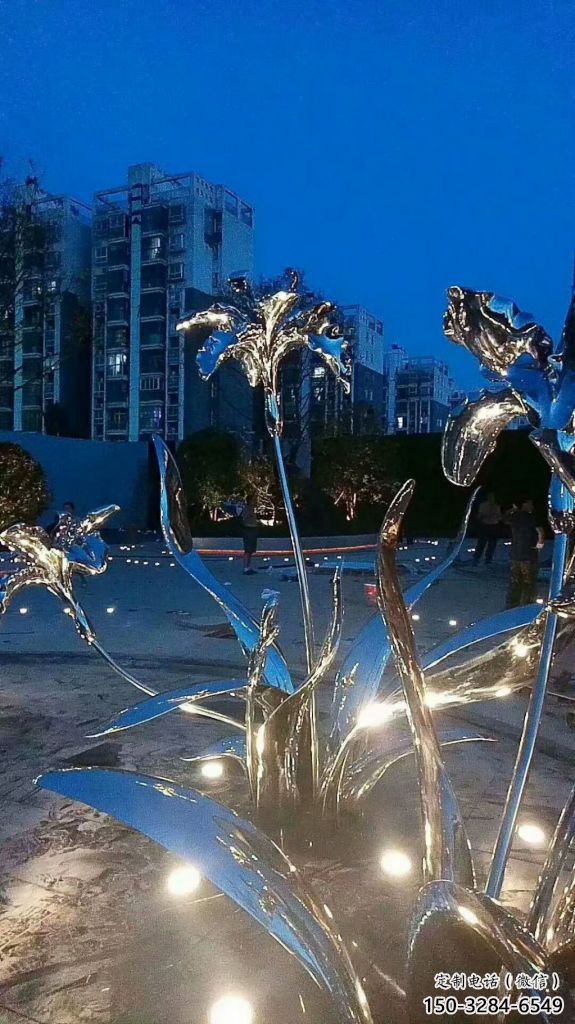 園林百合花雕塑 大型花卉雕塑 中式植物雕塑