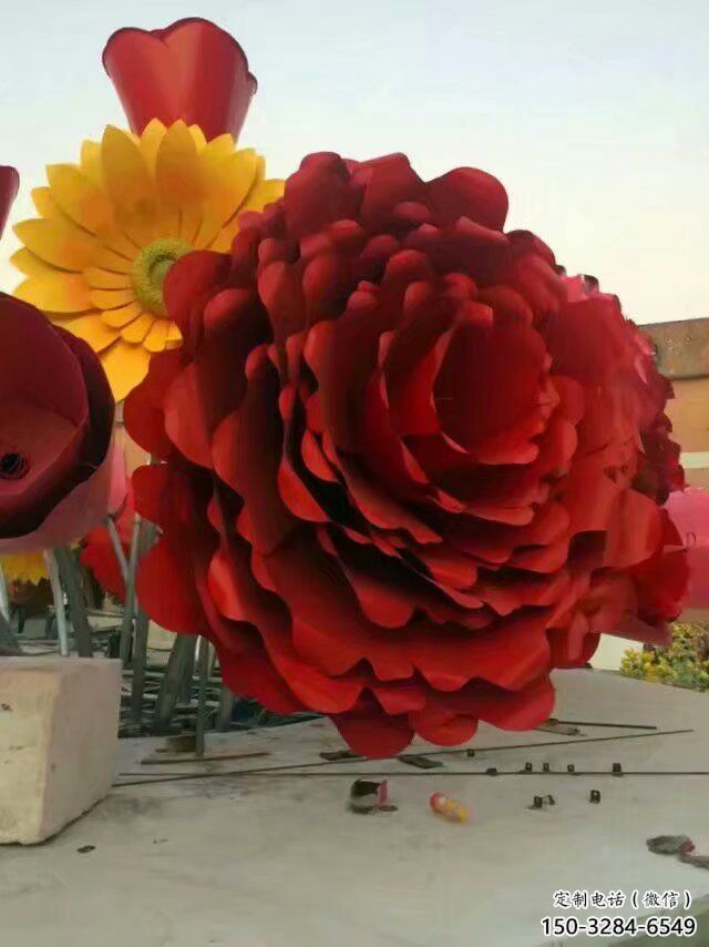 戶外向日葵雕塑 噴漆花卉雕塑 燈光花朵雕塑