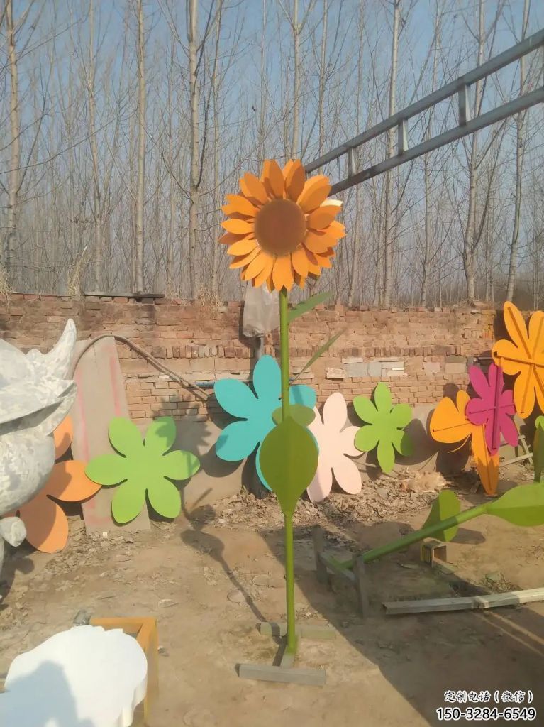 農(nóng)村向日葵雕塑 抽象藝術(shù)花朵雕塑 烤漆花卉雕塑