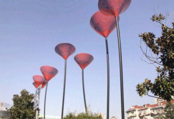 百合花雕塑 景觀美陳花卉雕塑 噴漆植物雕塑