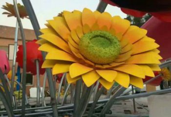 步行街向日葵雕塑 游樂場花卉雕塑 鑄造花朵雕塑
