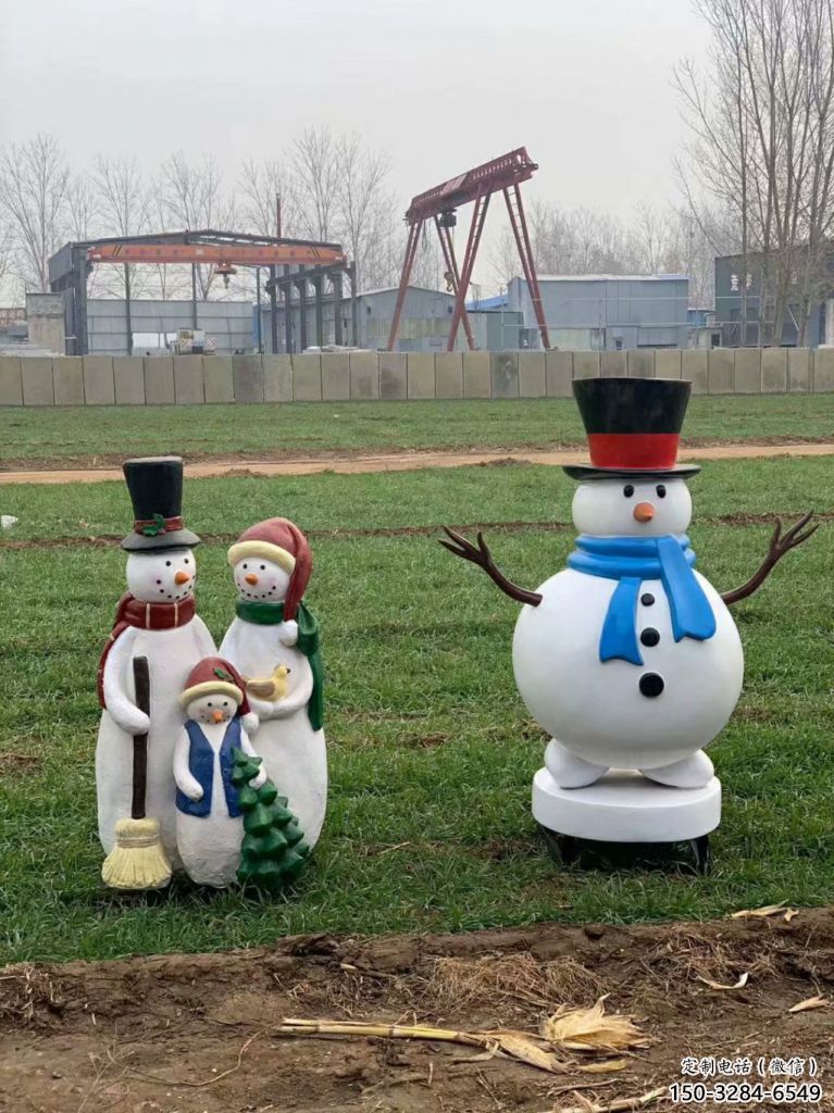 門口圣誕雪人雕塑廠家 售樓處卡通雕塑 彩繪小品