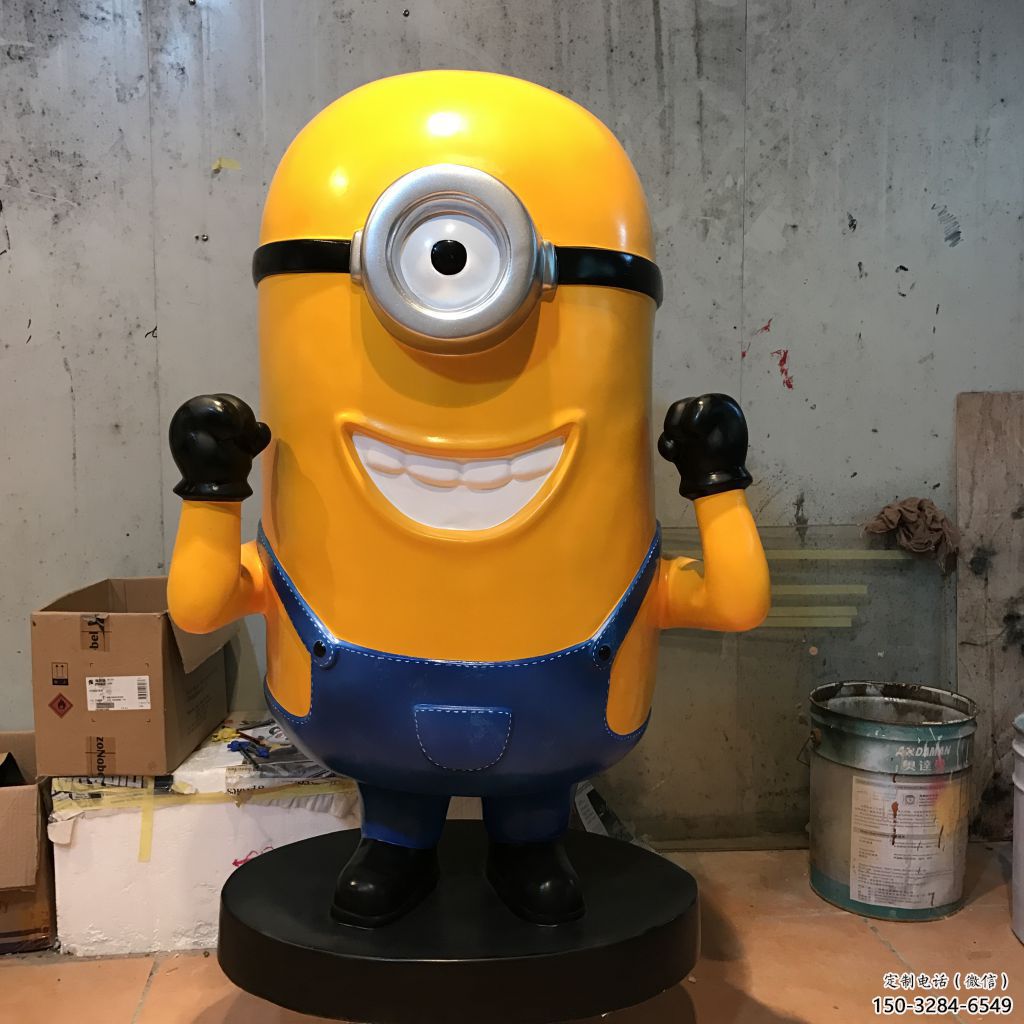 大型小黃人雕塑 歐式步行街動漫雕塑 彩繪卡通雕塑