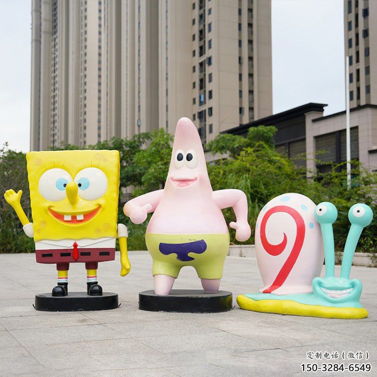 彩繪海綿寶寶雕塑 懸空餐飲店卡通雕塑 街頭動(dòng)漫雕塑