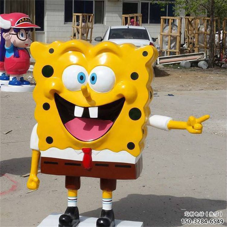 現代海綿寶寶雕塑 大型別墅區卡通雕塑 抽象動漫雕塑