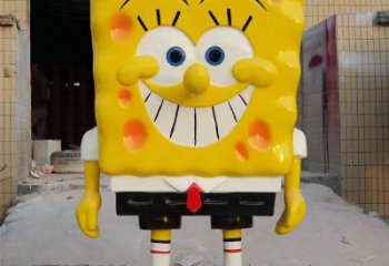 海綿寶寶雕塑 烤漆大型卡通雕塑 仿真動(dòng)漫雕塑