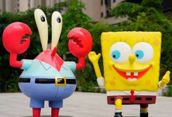 景觀海綿寶寶雕塑 剪影卡通雕塑 商業街動漫雕塑