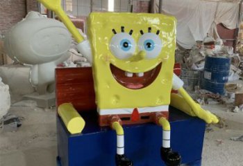 烤漆海綿寶寶雕塑 鋼管卡通雕塑 室內動漫雕塑