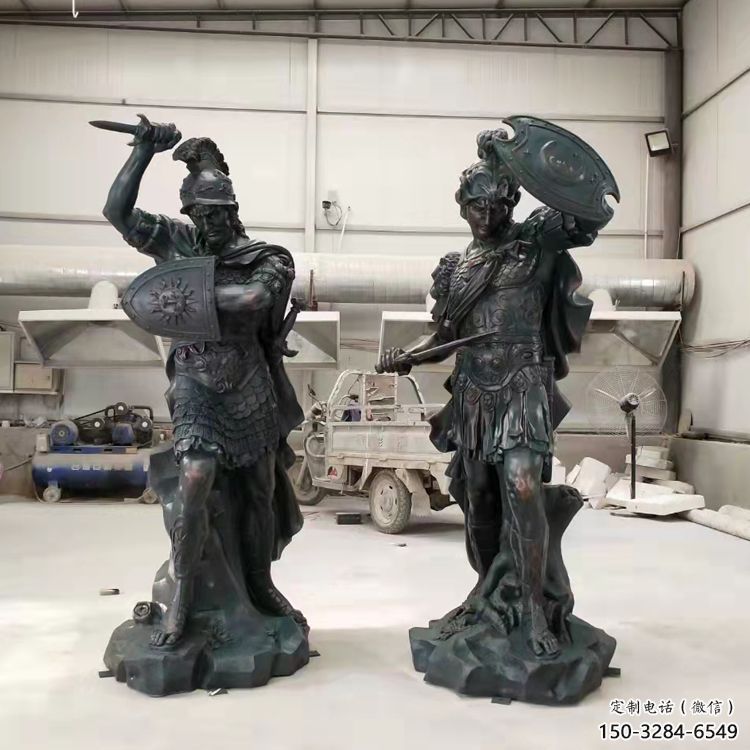 古銅色武士雕塑 大型城市雕塑 商業(yè)街擺件