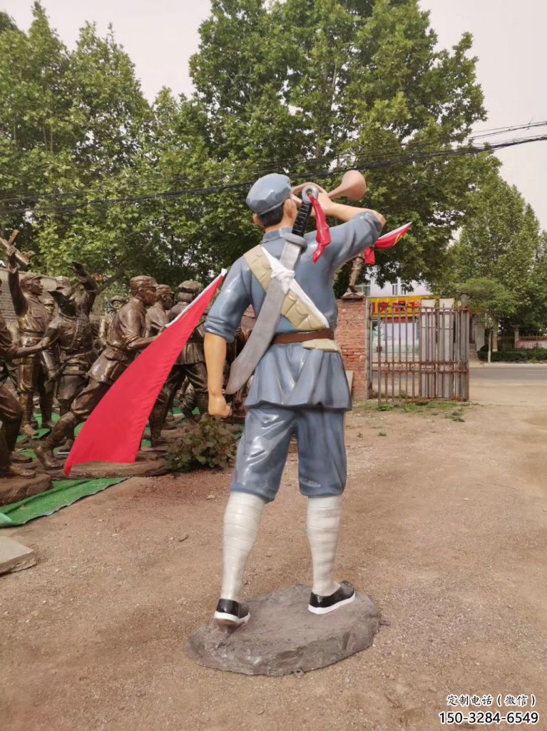 商業街紅軍雕塑 烤漆革命雕塑 彩繪抗戰雕塑