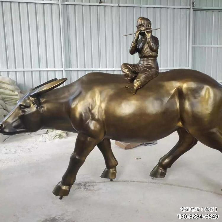 大門口牧童雕塑廠 發(fā)光公園民俗雕塑 仿真鑄銅雕塑