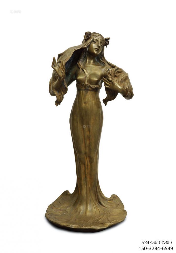 鍛造女人雕塑 懸空餐飲店女性雕塑 戶外歐式雕塑