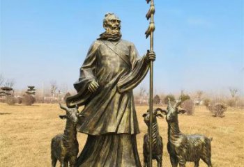 仿古漁民雕塑 庭院彩繪雕塑 田間小品