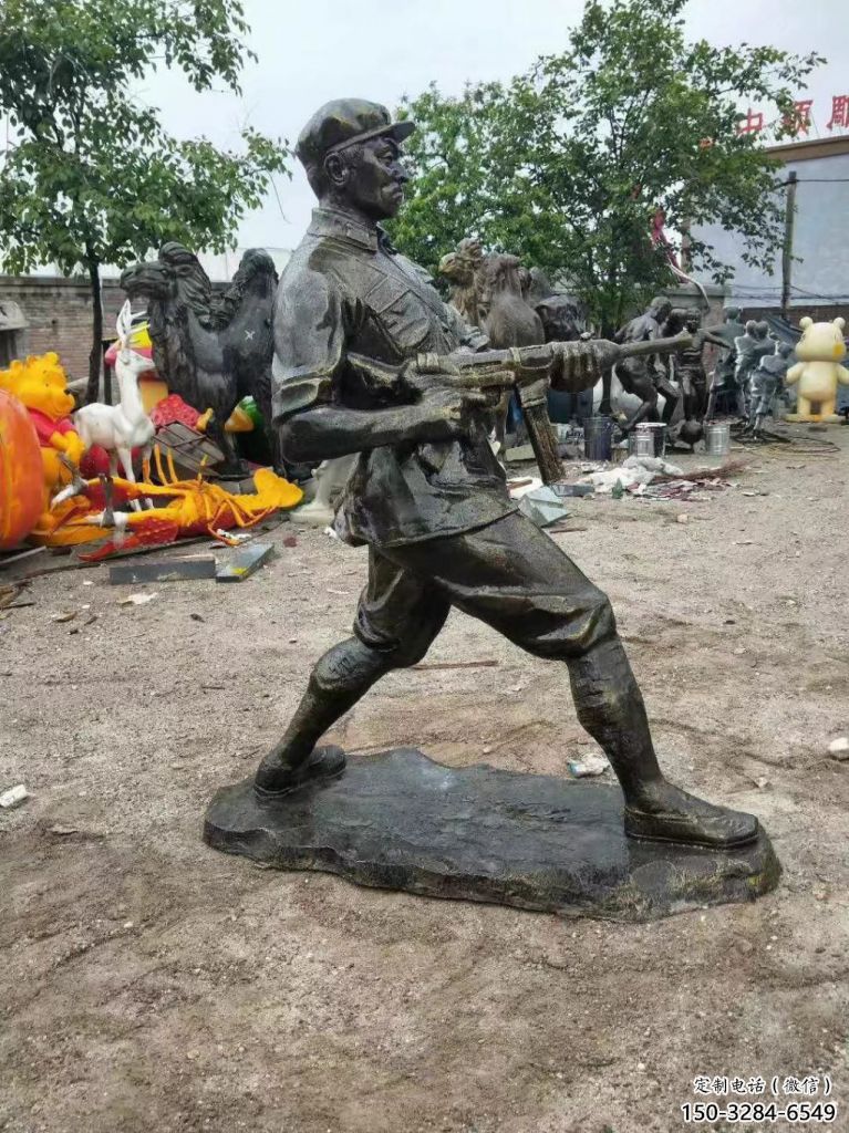 彩繪武警雕塑 黃銅警察雕塑 街頭戰(zhàn)士雕塑