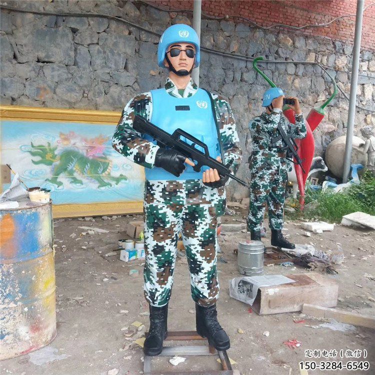 烤漆武警雕塑 鑄銅警察雕塑 彩繪戰士雕塑