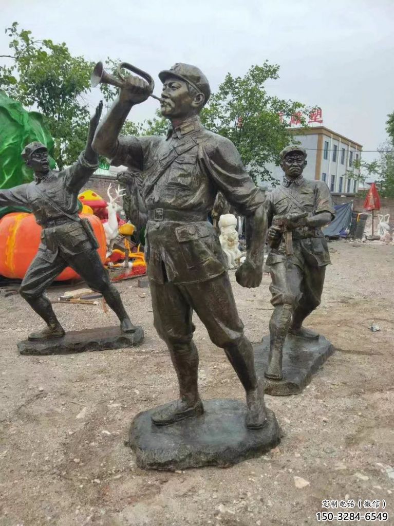 青銅武警雕塑 步行街警察雕塑 大型商場戰(zhàn)士雕塑