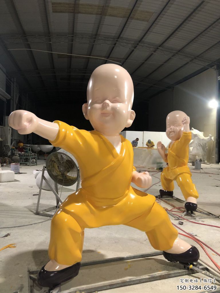 景觀小和尚雕塑 烤漆大型兒童雕塑 酒店肖像雕塑