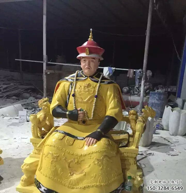 景觀皇帝雕塑 彩繪古代雕塑 校園雕塑