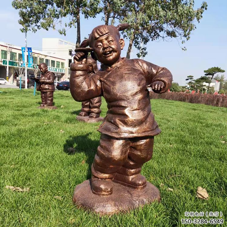 街道小孩子雕塑 現(xiàn)代景觀玩耍雕塑 彩繪童趣雕塑