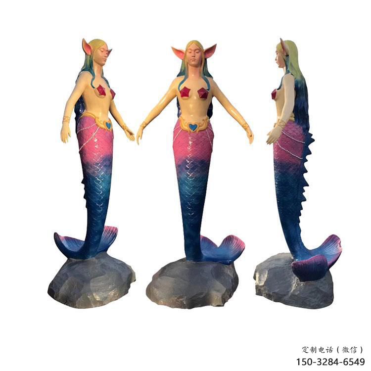田間美人魚雕塑 彩繪動漫雕塑 園林?jǐn)[件