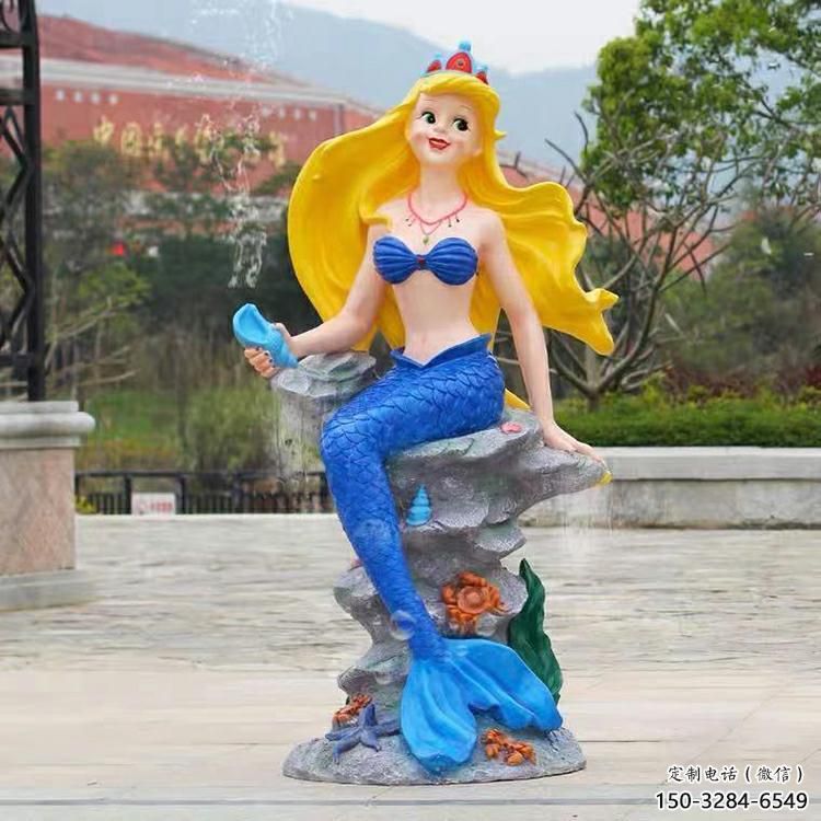 庭院美人魚雕塑 城市彩繪雕塑 卡通小品