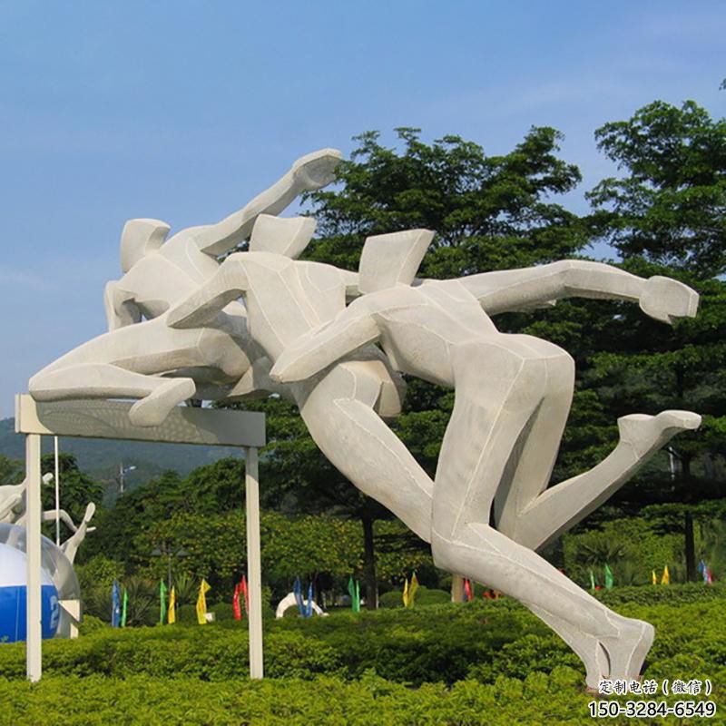商業(yè)街跨欄雕塑 烤漆體育雕塑 彩繪運(yùn)動(dòng)員雕塑