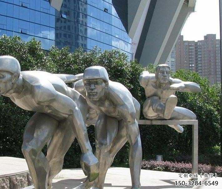 庭院跨欄雕塑 公園草地體育雕塑 鍛造運(yùn)動(dòng)員雕塑