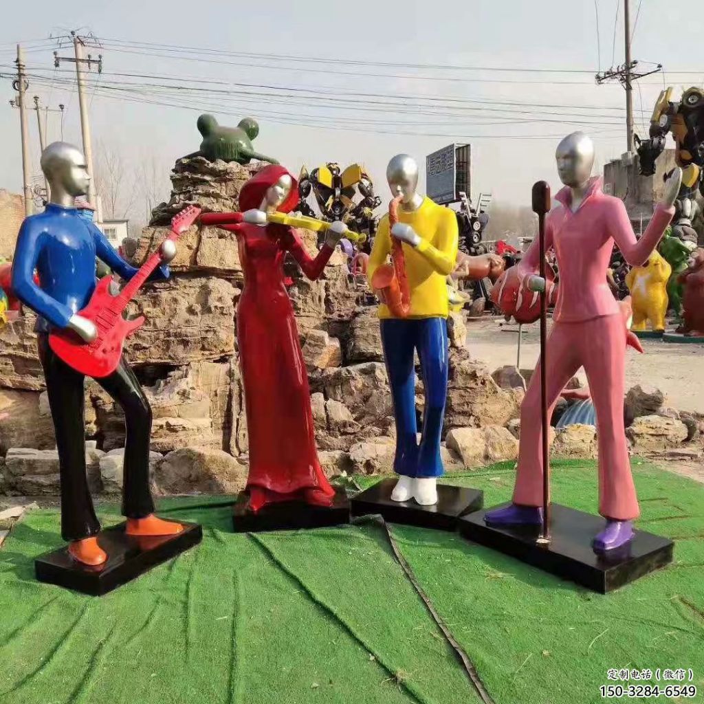 吹拉彈唱雕塑 抽象藝術音樂雕塑 烤漆音樂人雕塑