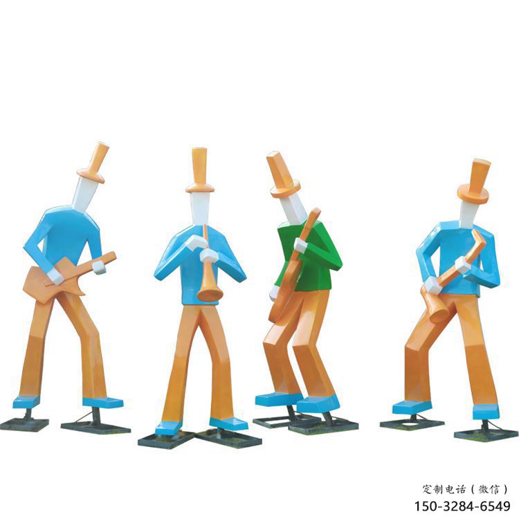 大型吹拉彈唱雕塑 歐式步行街音樂雕塑 彩繪音樂人雕塑