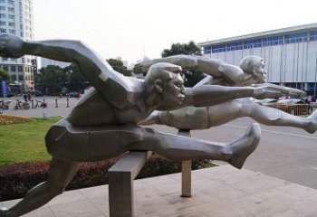 跨欄雕塑 抽象藝術體育雕塑 烤漆運動員雕塑